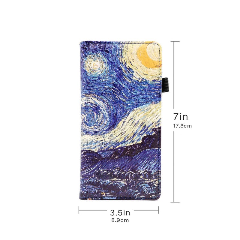 menesia Checkbook Cover for Men & Women RFID Leather Check Book Holder Wallet(Blue Starry) - Image 3